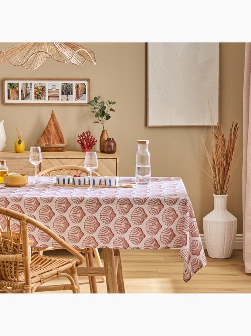 Tovaglia oceania 300x150cm terracotta stampa conchiglie - Kiabi