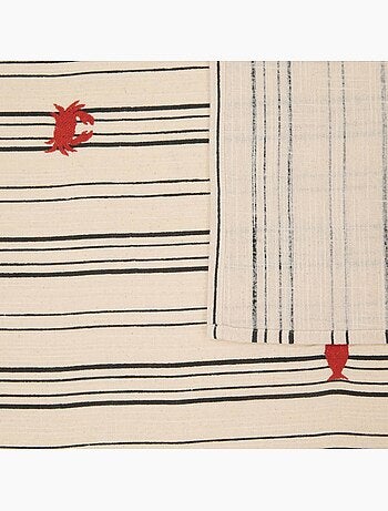 Tovaglia rettangolare in cotone con ricami in stile marinaro