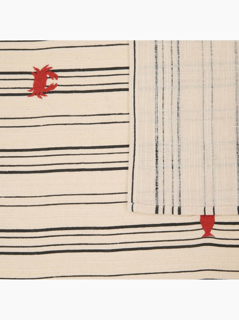 Tovaglia rettangolare in cotone con ricami in stile marinaro Beige - Kiabi