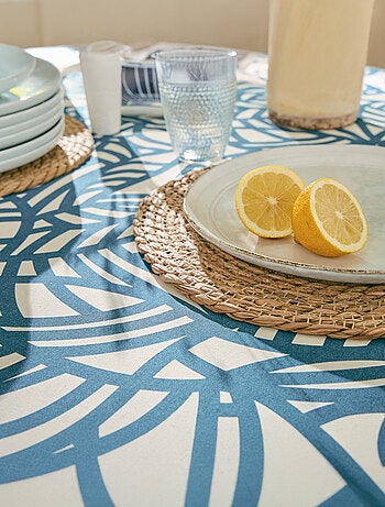 Tovaglia rettangolare in cotone spalmato con motivo fogliage astratto