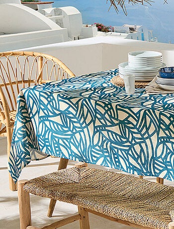 Tovaglia rettangolare in cotone spalmato con motivo fogliage astratto