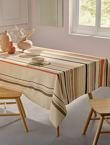 Tovaglia rettangolare in cotone spalmato con righe basche