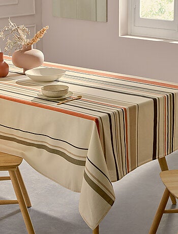 Tovaglia rettangolare in cotone spalmato con righe basche
