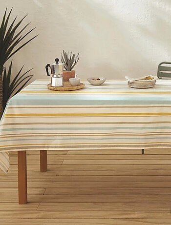 Tovaglia rettangolare in cotone spalmato con righe basche
