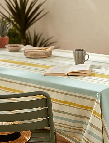 Tovaglia rettangolare in cotone spalmato con righe basche