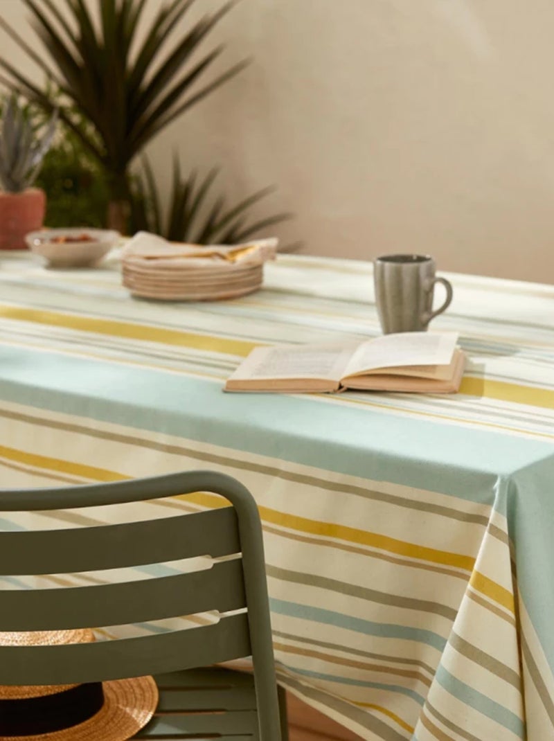 Tovaglia rettangolare in cotone spalmato con righe basche Blu - Kiabi
