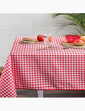 Tovaglia rettangolare in percalle rosso e bianco