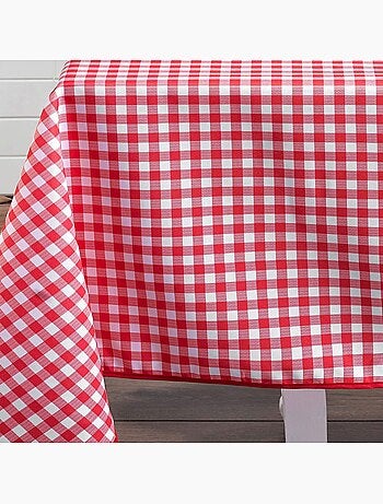 Tovaglia rettangolare in percalle rosso e bianco
