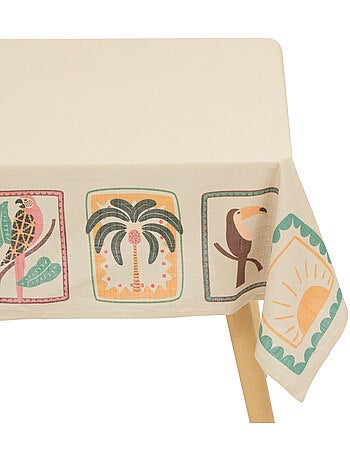 Tovaglia rettangolare tropicale 240x140cm in cotone beige
