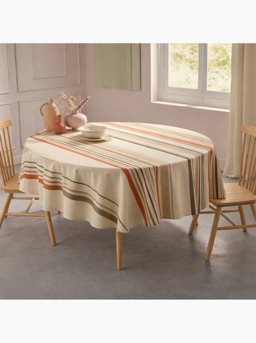 Tovaglia rotonda in cotone spalmato a righe basche - Kiabi