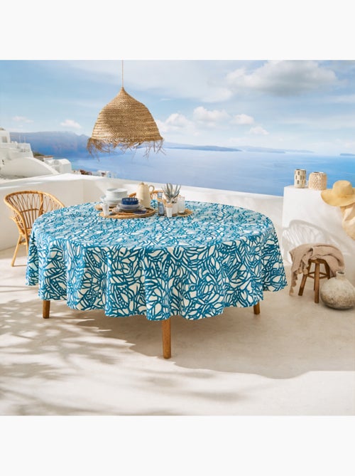 Tovaglia rotonda in cotone spalmato con fogliage astratto - Kiabi