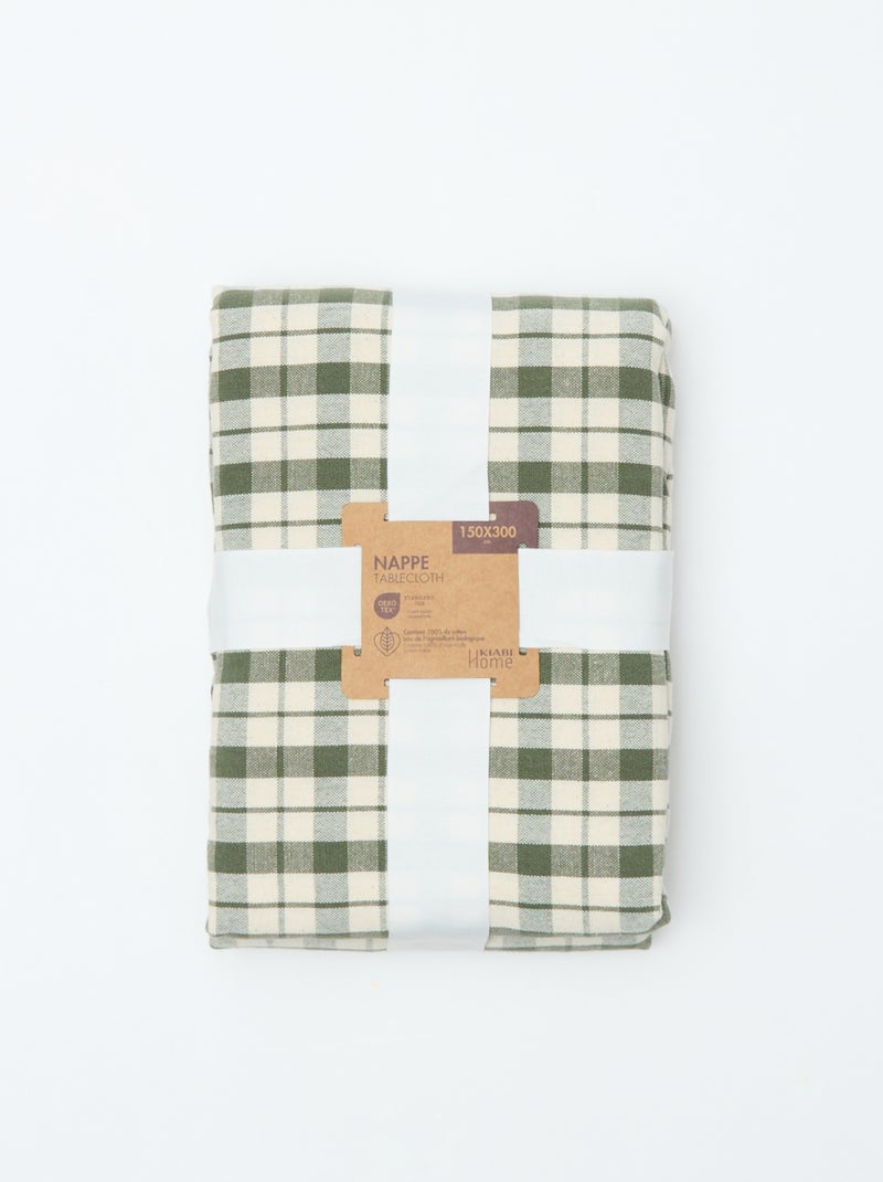 Tovaglia stampata a quadri (150x300 cm) - Kiabi Home Kaki - Kiabi