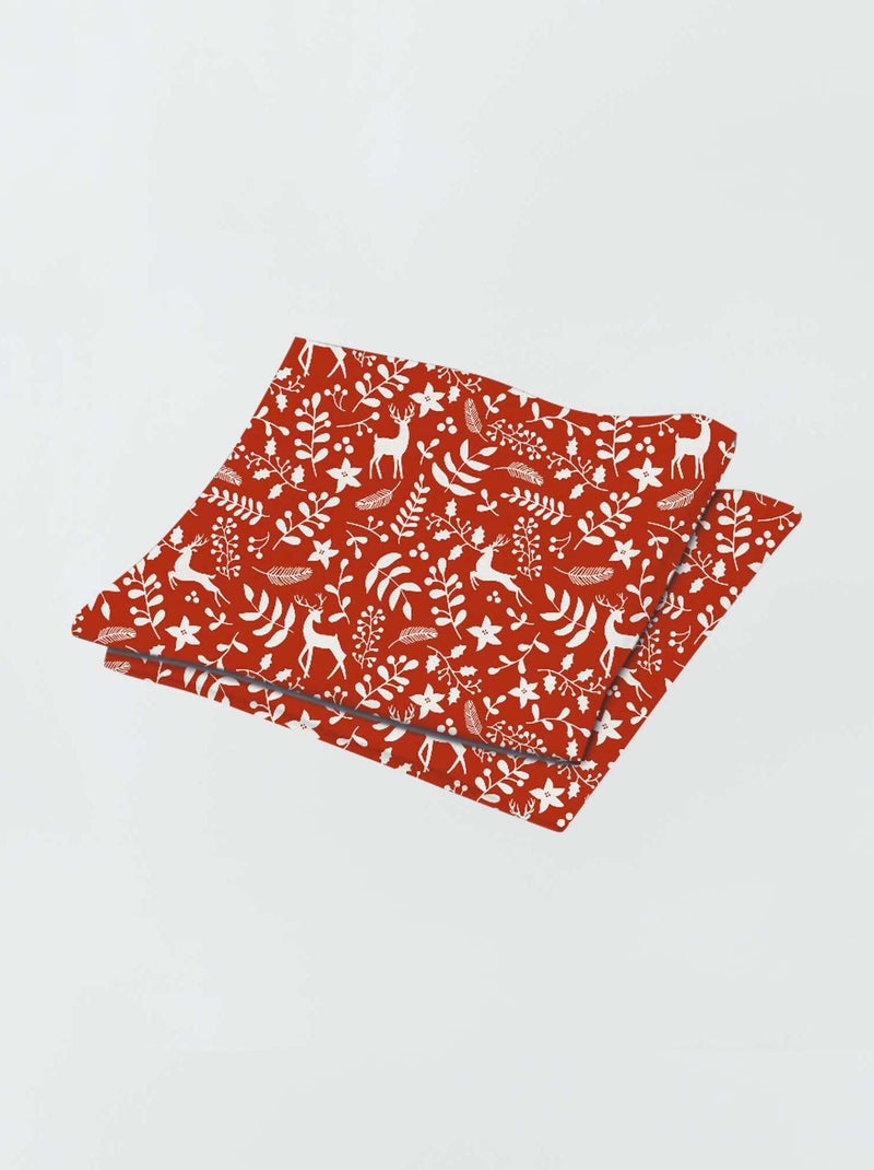 Tovaglioli di Natale con cervo - Set di 2 ROSSO - Kiabi