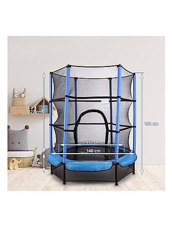 Trampolino da interno 140 cm con rete di sicurezza per bambini 3-6 anni HyperMotion