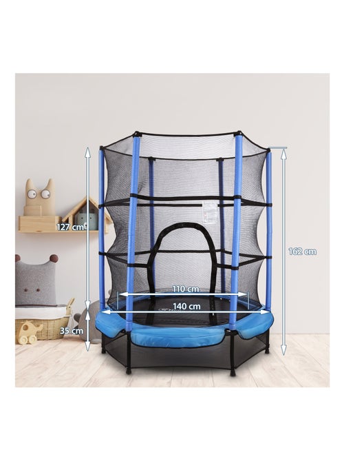 Trampolino da interno 140 cm con rete di sicurezza per bambini 3-6 anni HyperMotion - Kiabi Trampolino da interno 140 cm con rete di sicurezza per bambini 3-6 anni HyperMotion - Kiabi