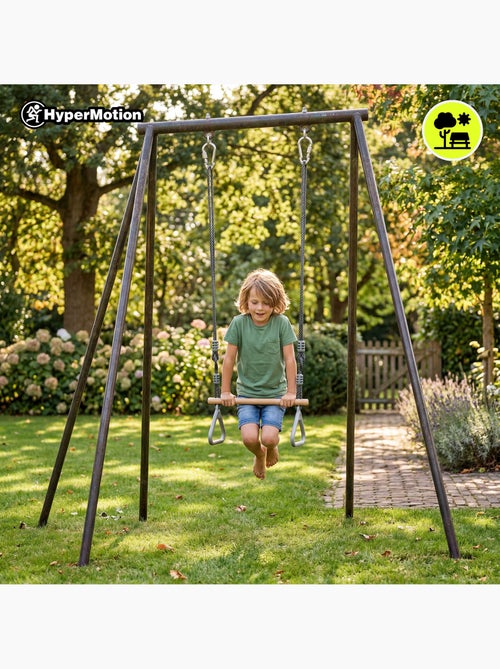 Trapezio ginnastica bambini hypermotion con anelli e barra in legno, altalena da giardino regolabile - Kiabi Trapezio ginnastica bambini hypermotion con anelli e barra in legno, altalena da giardino regolabile - Kiabi