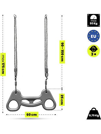 Trapezio ginnico HyperMotion con corde regolabili per bambini
