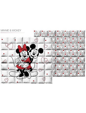 Trapunta Bambini Minnie e Topolino, Imbottita Stampata Reversibile per Letto 2 Posti, LOVE