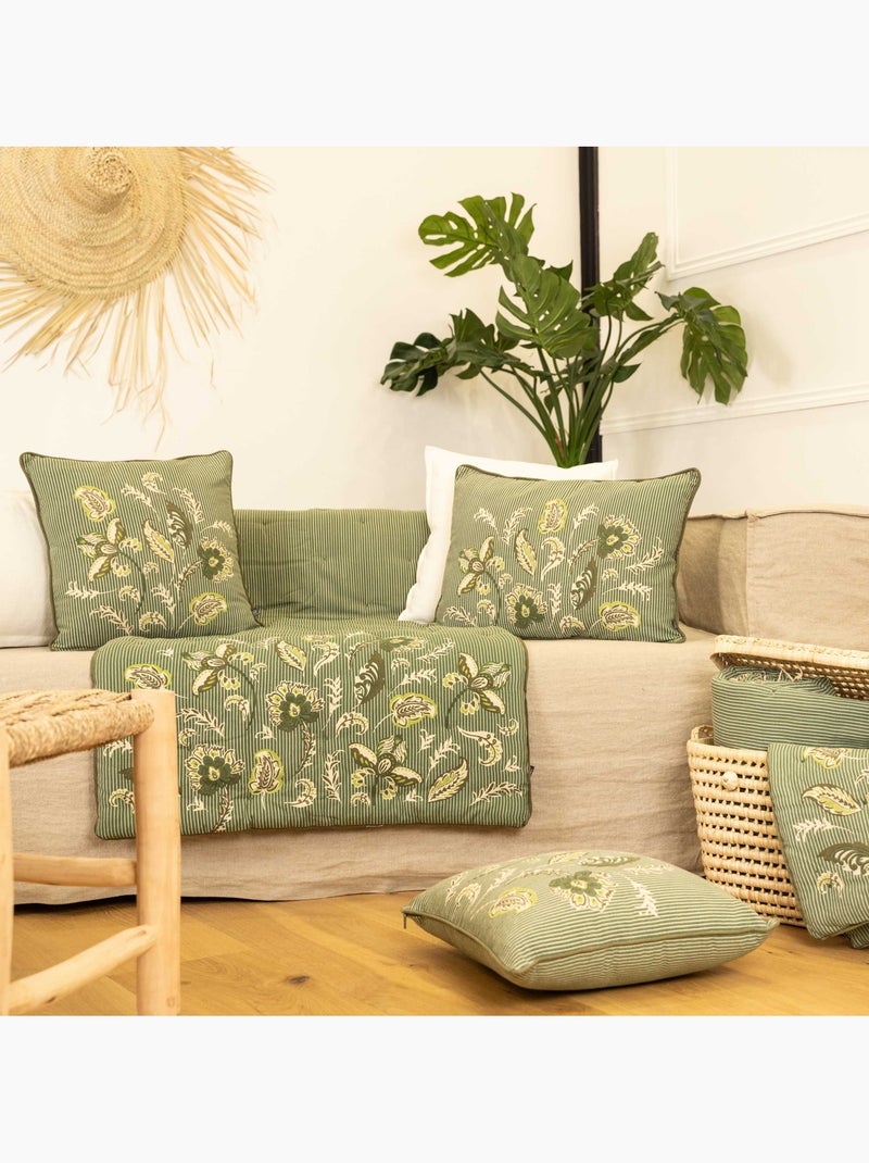 Trapunta decorativa in polilinea con motivo floreale Verde oliva - Kiabi