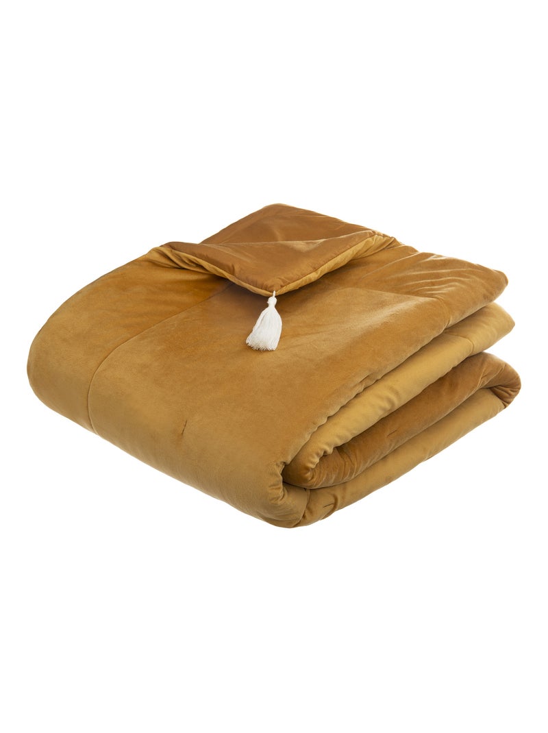 Trapunta in velluto con nappe Giallo - Kiabi