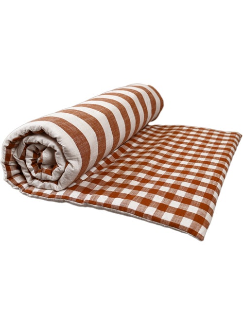 Trapunta reversibile in cotone fiammato a righe e quadri LOURMARIN - Kiabi