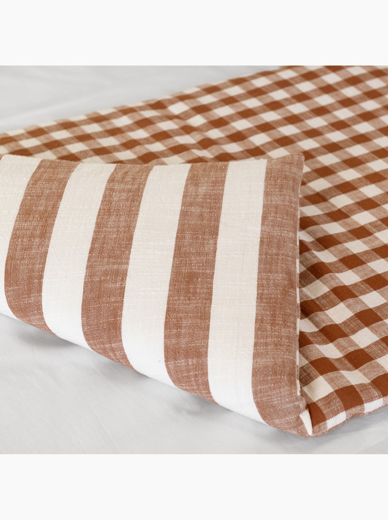 Trapunta reversibile in cotone fiammato a righe e quadri LOURMARIN Arancione - Kiabi