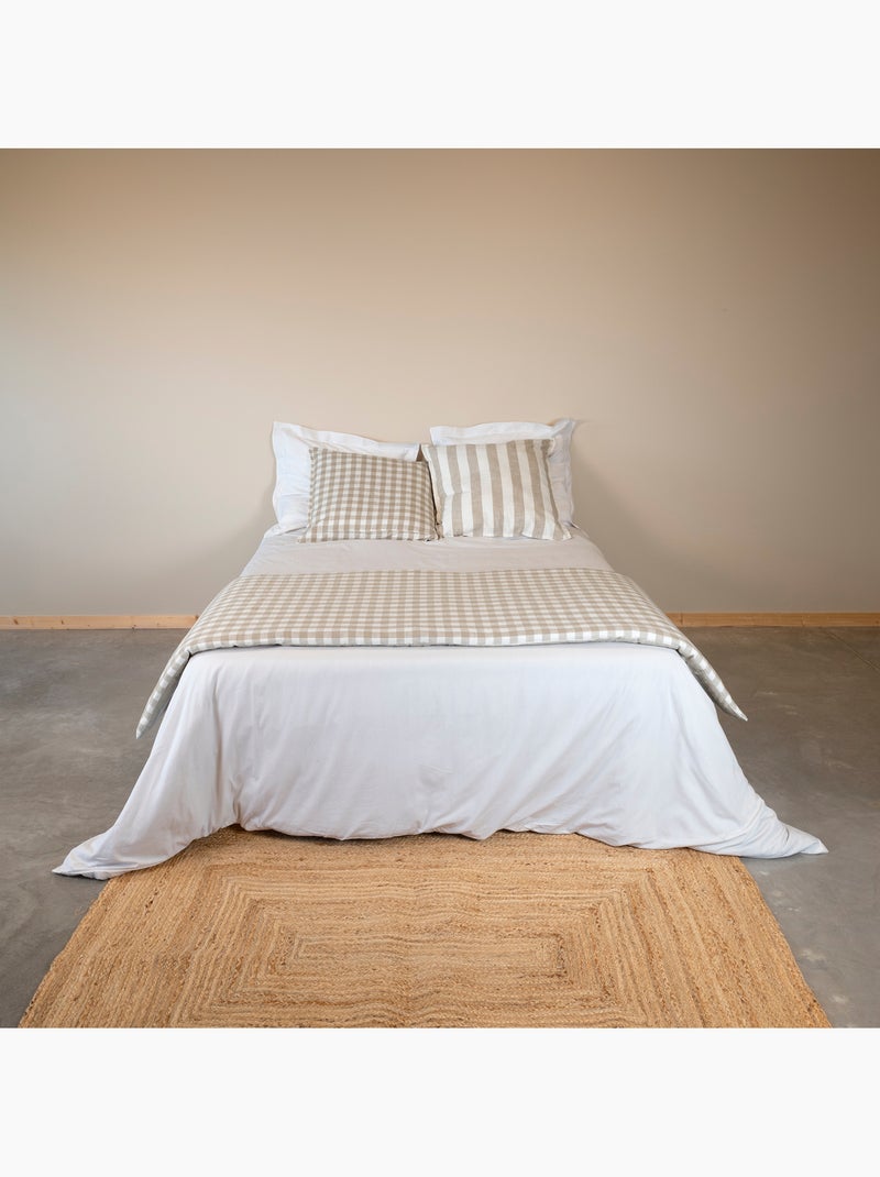 Trapunta reversibile in cotone fiammato a righe e quadri LOURMARIN Beige - Kiabi