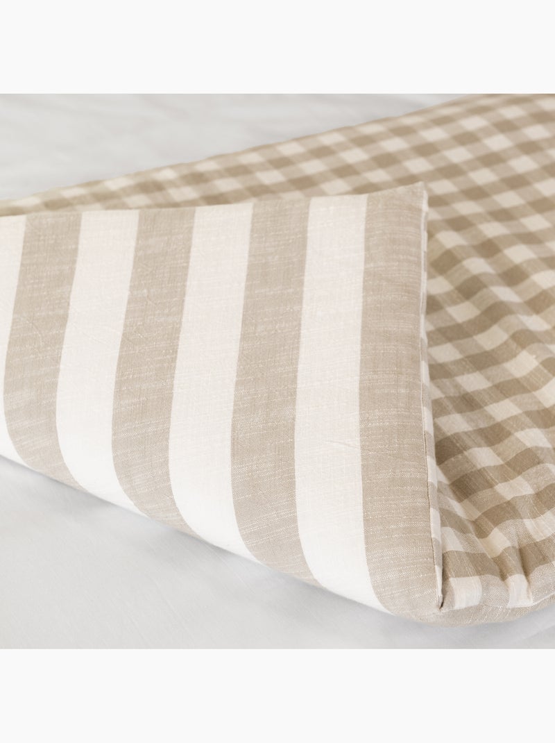 Trapunta reversibile in cotone fiammato a righe e quadri LOURMARIN Beige - Kiabi