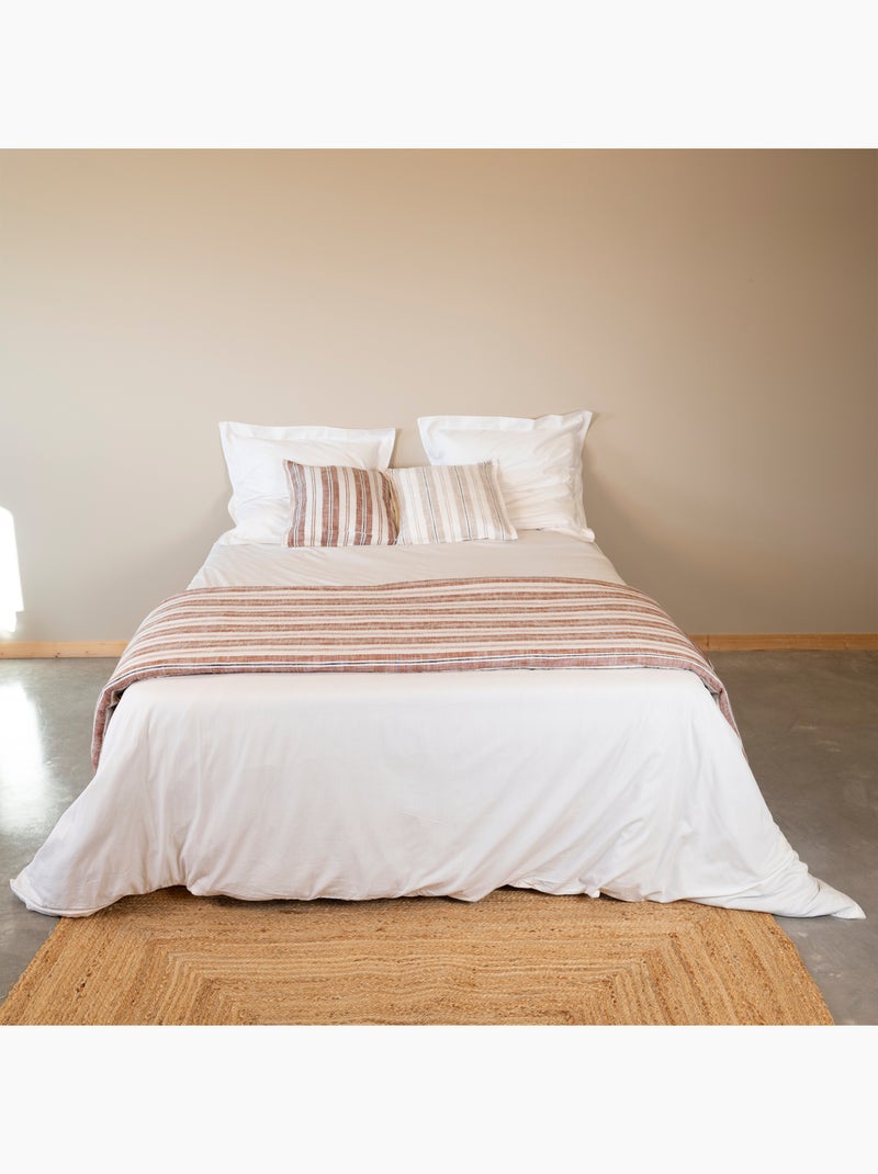 Trapunta reversibile in cotone fiammato a righe spesse Beige - Kiabi