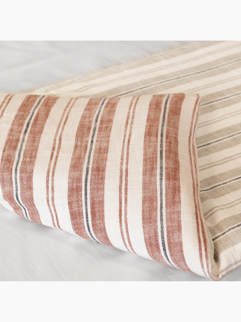 Trapunta reversibile in cotone fiammato a righe spesse Beige - Kiabi