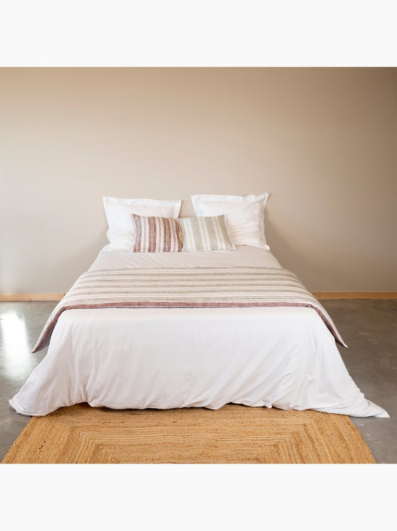 Trapunta reversibile in cotone fiammato a righe spesse Beige - Kiabi