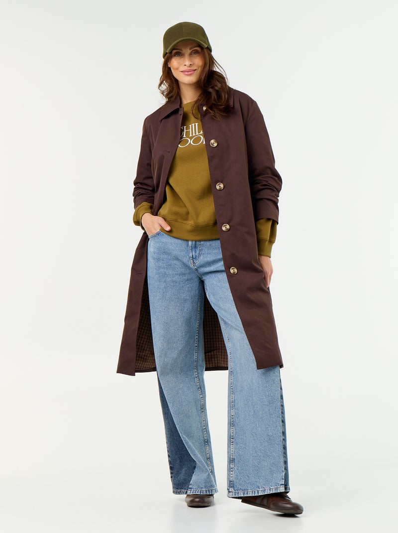 Trench a mezza lunghezza con fodera interna Marrone - Kiabi