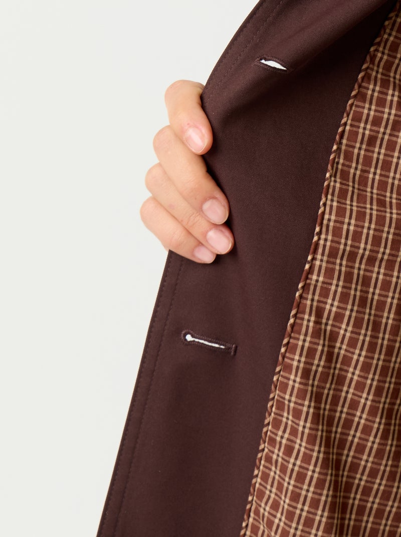 Trench a mezza lunghezza con fodera interna Marrone - Kiabi