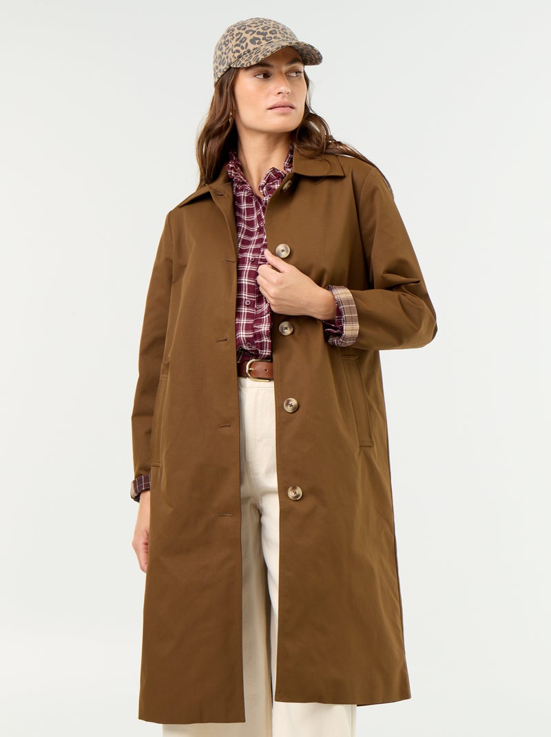 Trench a mezza lunghezza con fodera interna Marrone - Kiabi
