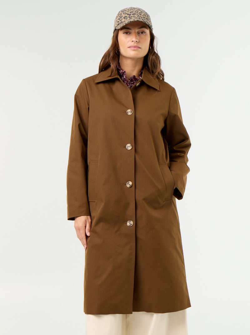 Trench a mezza lunghezza con fodera interna Marrone - Kiabi