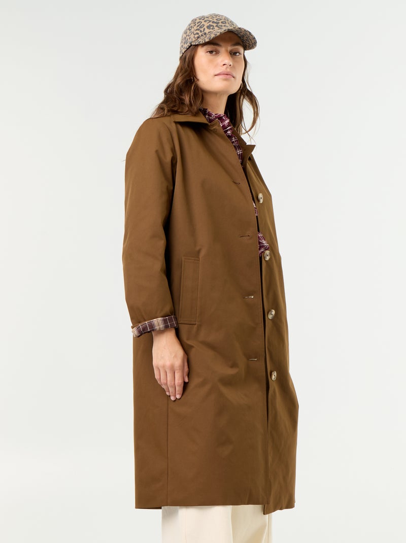 Trench a mezza lunghezza con fodera interna Marrone - Kiabi