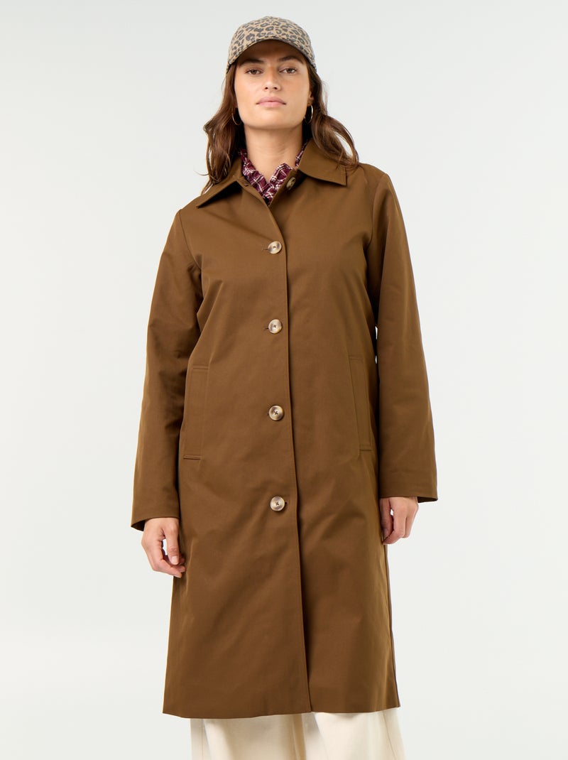 Trench a mezza lunghezza con fodera interna Marrone - Kiabi