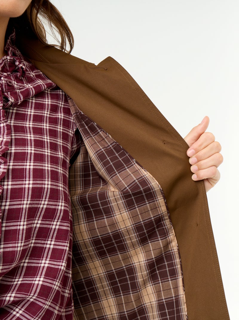 Trench a mezza lunghezza con fodera interna Marrone - Kiabi