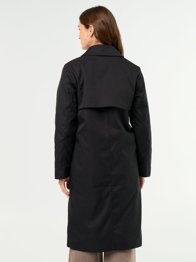 Trench a mezza lunghezza con fodera interna Nero - Kiabi