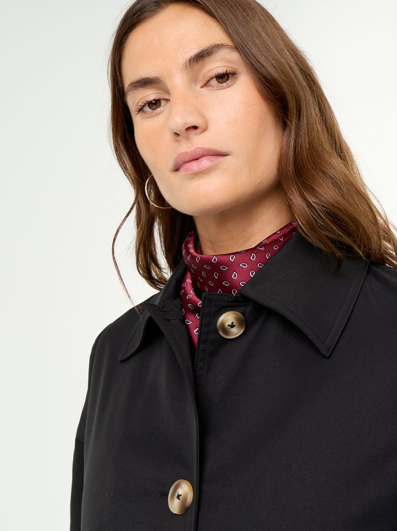 Trench a mezza lunghezza con fodera interna Nero - Kiabi
