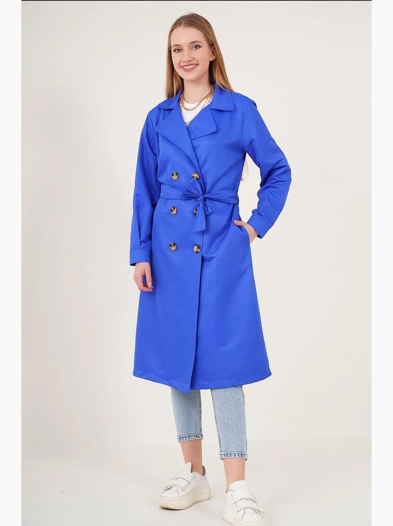 Trench coat lungo con cintura bdart Blu cobalto - Kiabi