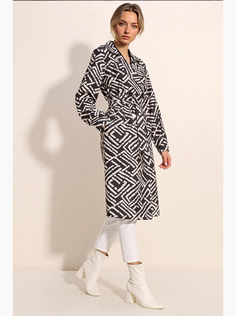 Trench coat lungo con cintura bdart Grigio nero - Kiabi
