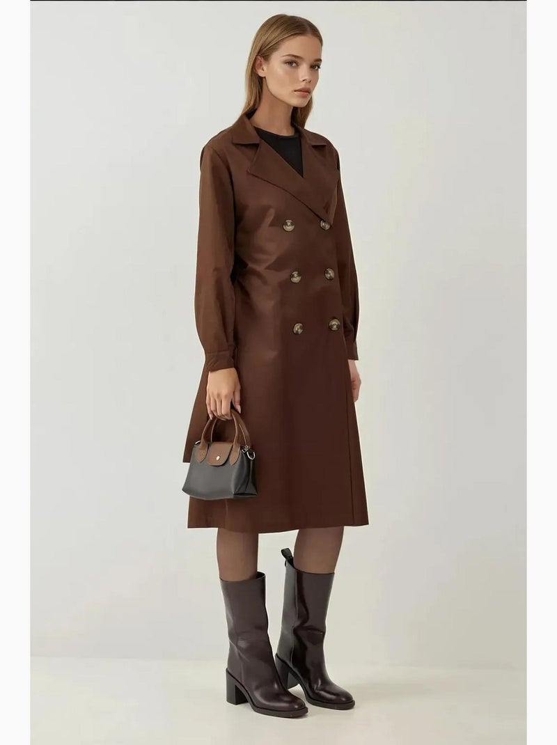 Trench coat lungo con cintura bdart Marrone scuro - Kiabi