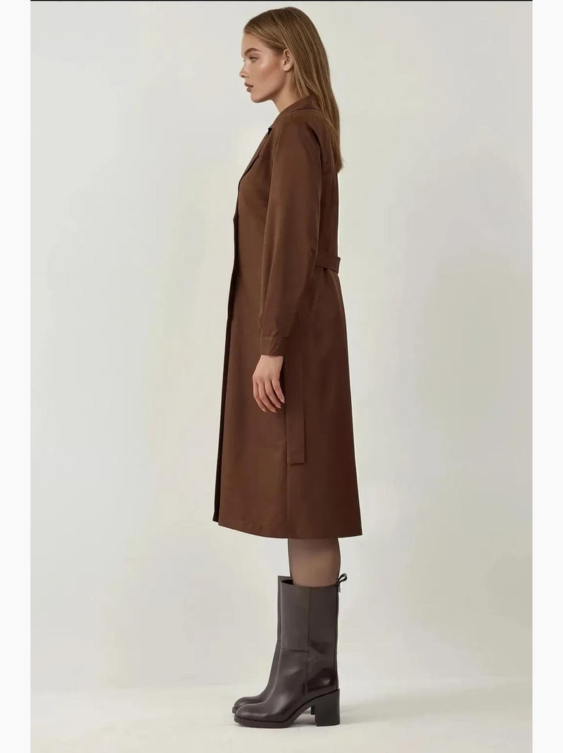 Trench coat lungo con cintura bdart Marrone scuro - Kiabi