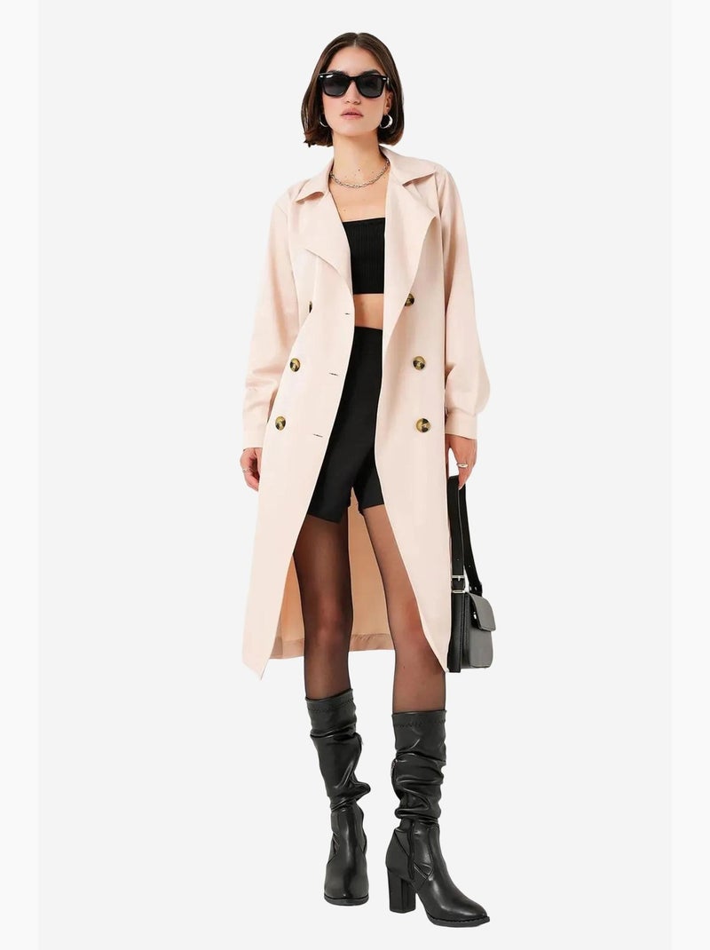 Trench coat lungo con cintura bdart Rosa antico - Kiabi