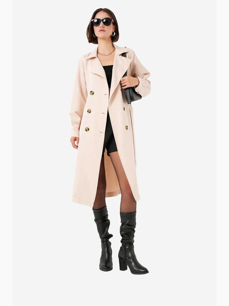 Trench coat lungo con cintura bdart Rosa antico - Kiabi