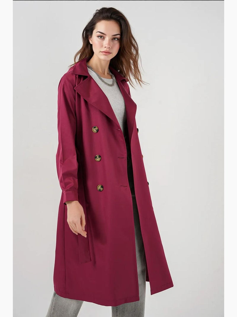 Trench coat lungo con cintura bdart Rosso bordeaux - Kiabi