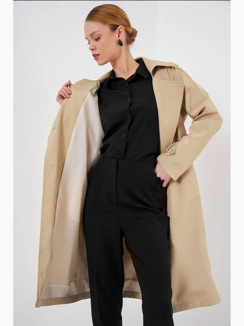 Trench coat lungo con cintura e maniche lunghe bdart - Kiabi Trench coat lungo con cintura e maniche lunghe bdart - Kiabi