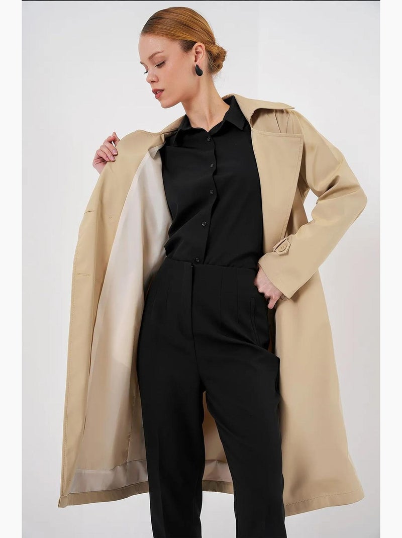 Trench coat lungo con cintura e maniche lunghe bdart Cammello - Kiabi