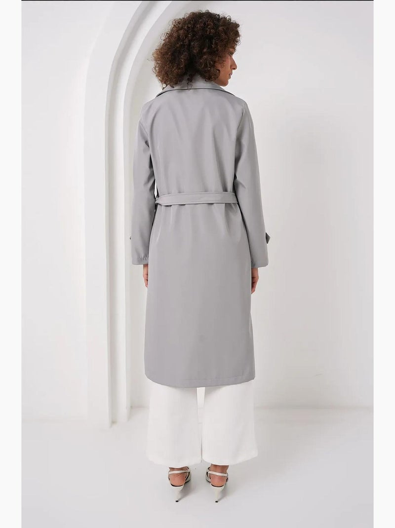 Trench coat lungo con cintura e maniche lunghe bdart Grigio - Kiabi